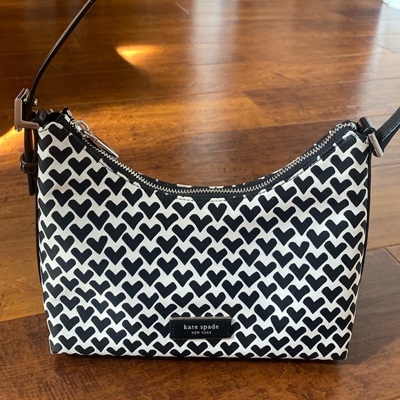 Kate Spade Sam Icon Modernist Hearts Jacquard Small Shoulder Bag - Picture 3 of 14